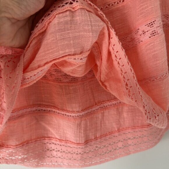 Lucky Brand Women Pink Ruffled Sleeveless Cotton Blouse Size Medium - Picture 5 of 13